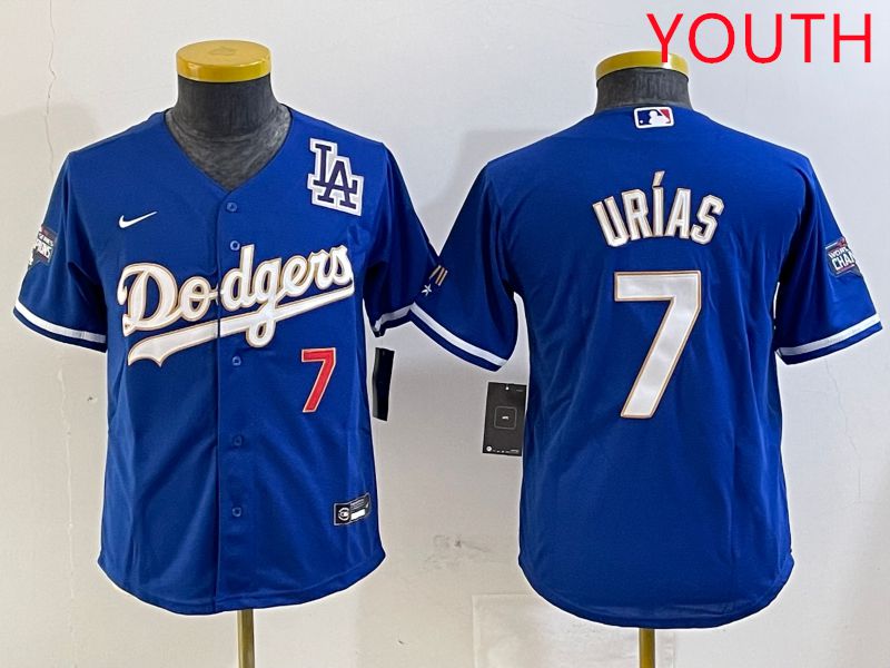 Youth Los Angeles Dodgers 7 Urias Blue Gold 2025 Nike MLB Jersey style 5